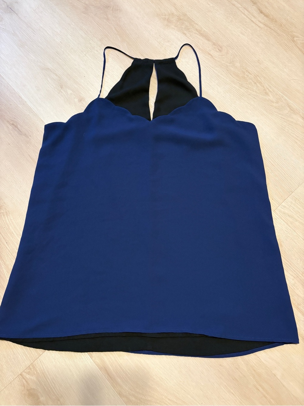 Navy Scallop Halter Tank Top